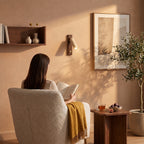 Travertine and Wood Reading Wall Light, Adjustable Spot – view 14 | BROKLEN