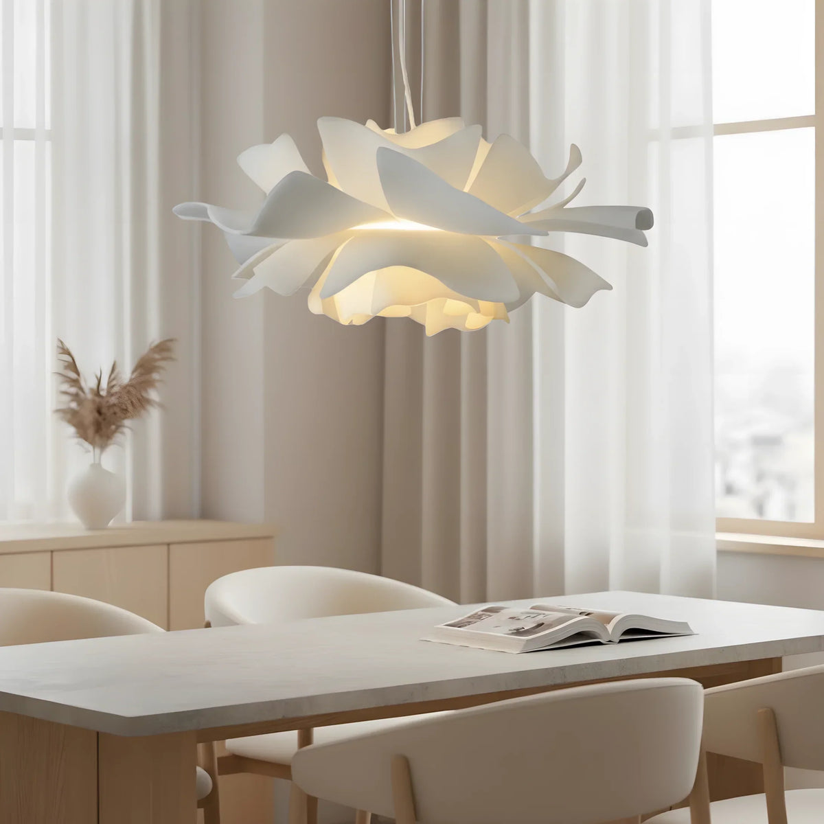 White Flower Pendant Light Nordic Lotus Design
