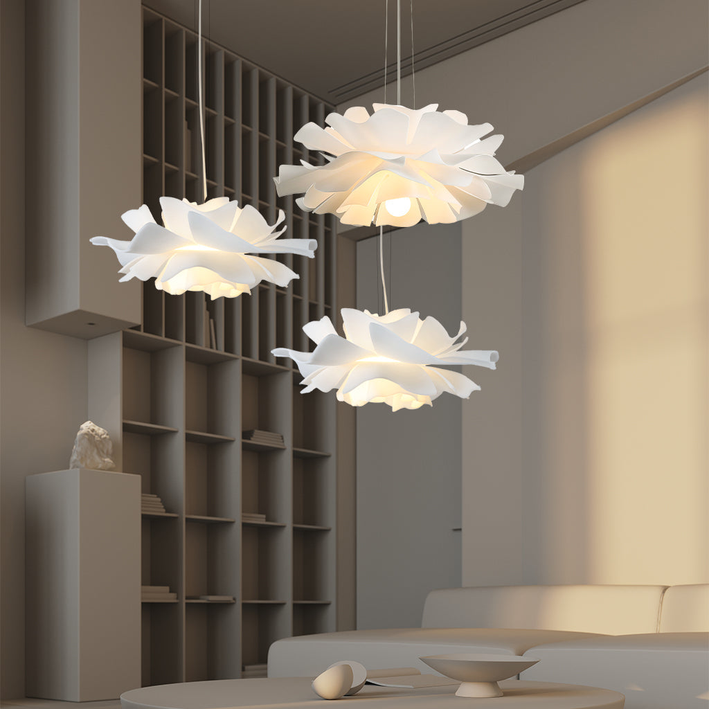 White Lotus Flower Pendant Light – view 2 | BROKLEN