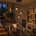 Vintage Black Metal 3-Light Chandelier with Cone Shades, E27 – view 16 | BROKLEN
