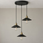 Vintage Black Metal 3-Light Chandelier with Cone Shades, E27 – view 2 | BROKLEN