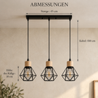 Black Iron Diamond Cage 3-Light Chandelier, E27 – view 8 | BROKLEN