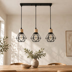 Black Iron Diamond Cage 3-Light Chandelier, E27 – view 13 | BROKLEN
