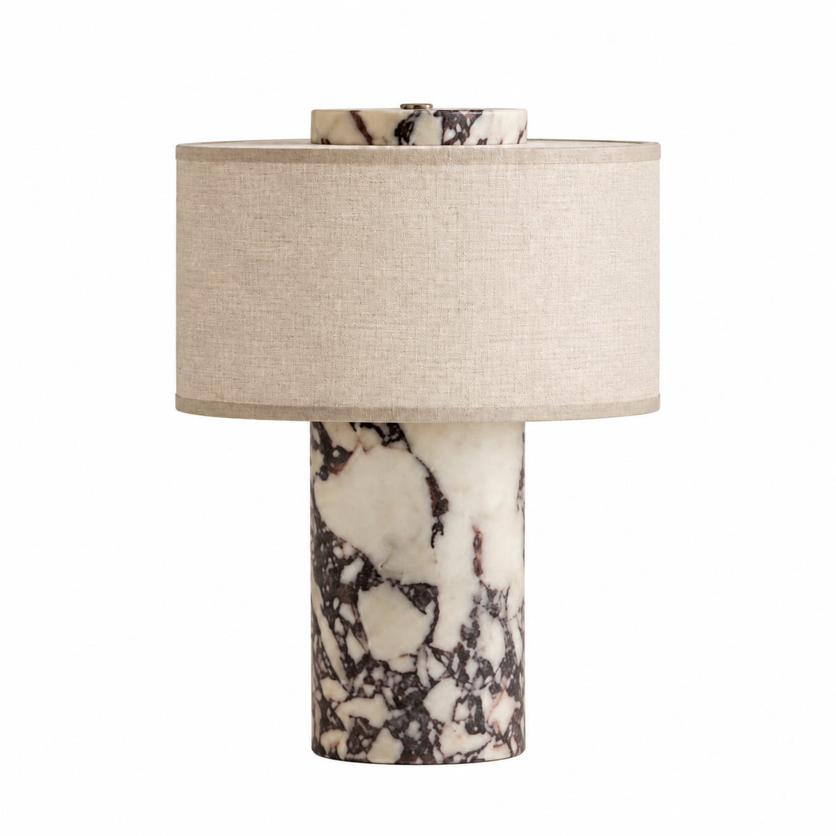 Marble Table Lamp with Linen Shade & Touch Dimmer