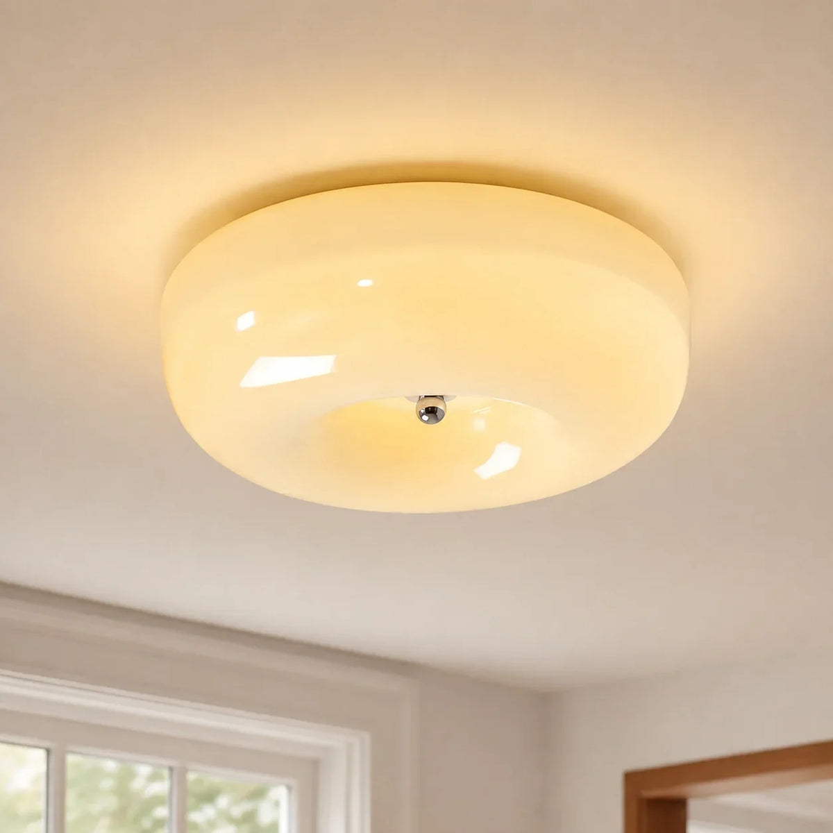 Bauhaus Glass Ceiling Light Milk White Shade