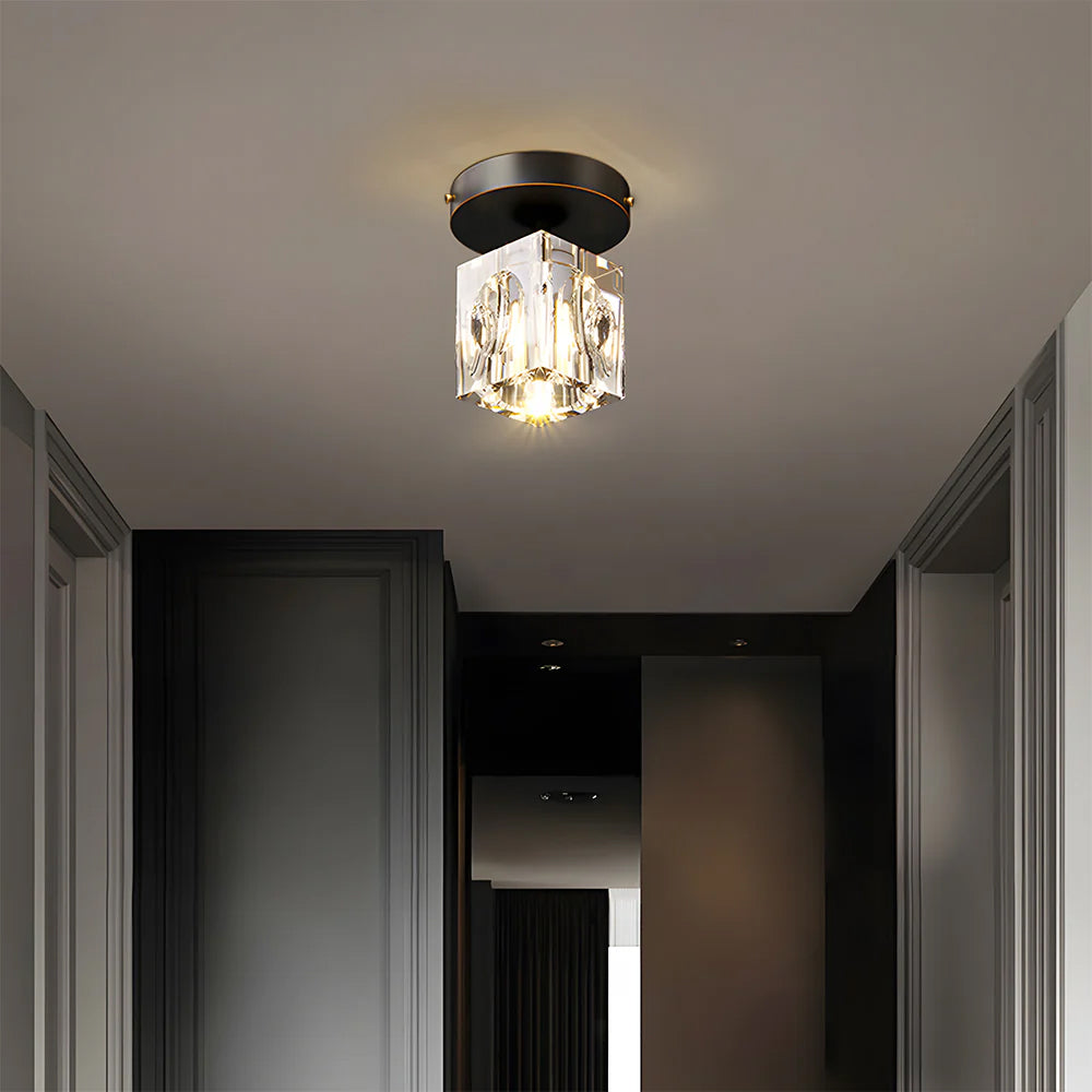 Mini Flush Mount Crystal Chandelier