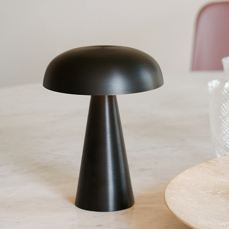 Brushed Metal Mushroom Table Lamp Rechargeable
