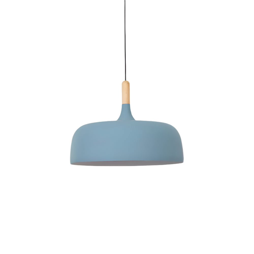Nordic Metal Pendant Light with Wood Detail