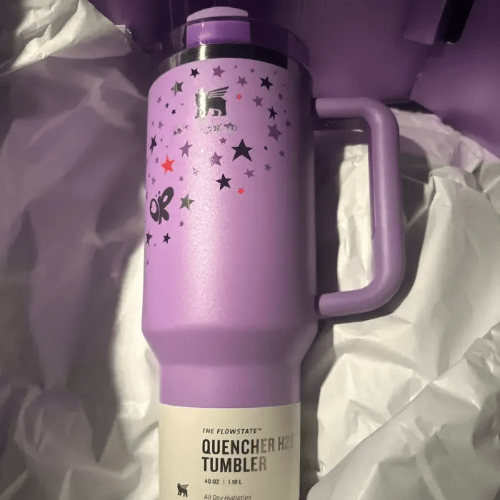 40oz Insulated Tumbler With Tri-Position Lid Purple Side View - Broklen