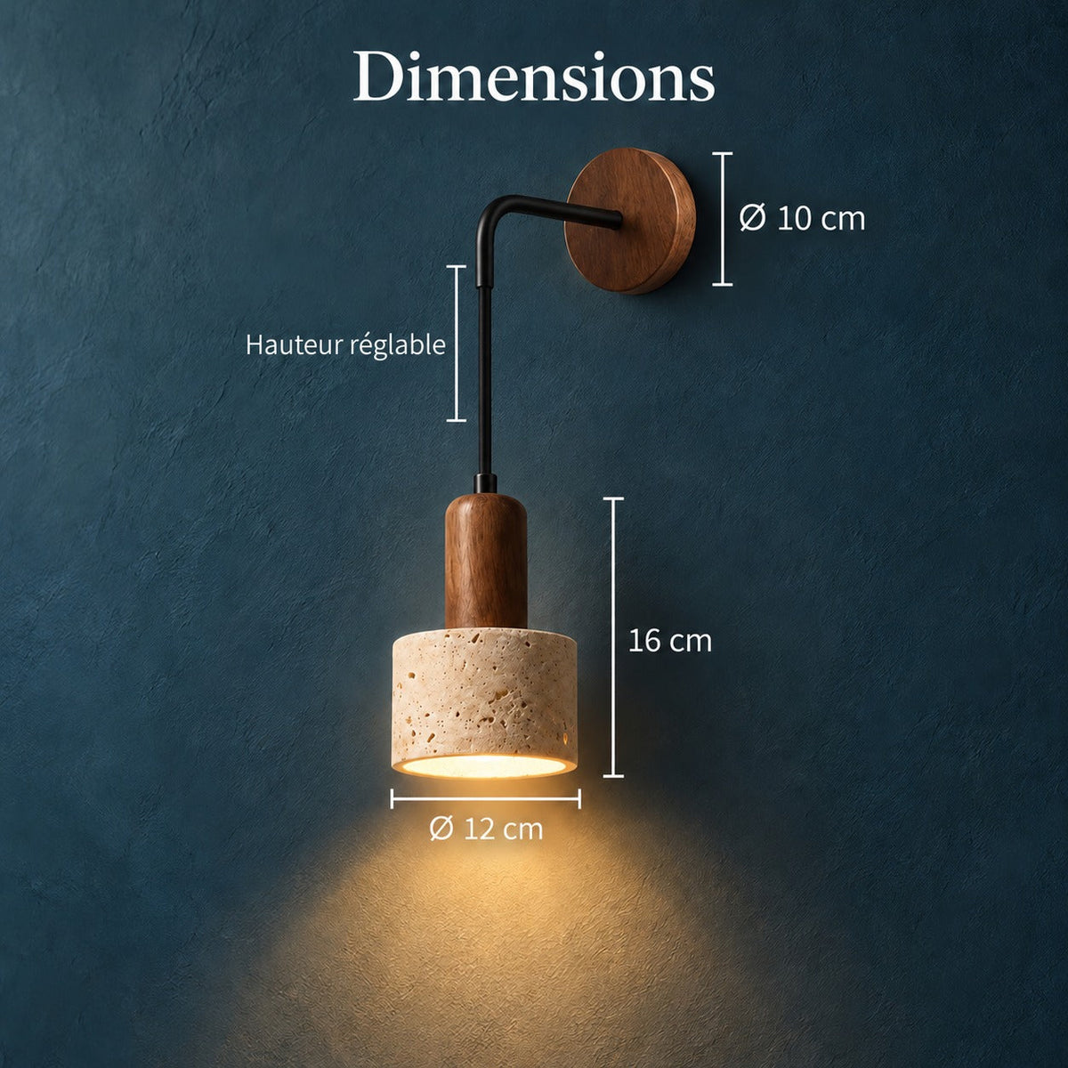 Retro Travertine Wall Light, E27 – view 13 | BROKLEN