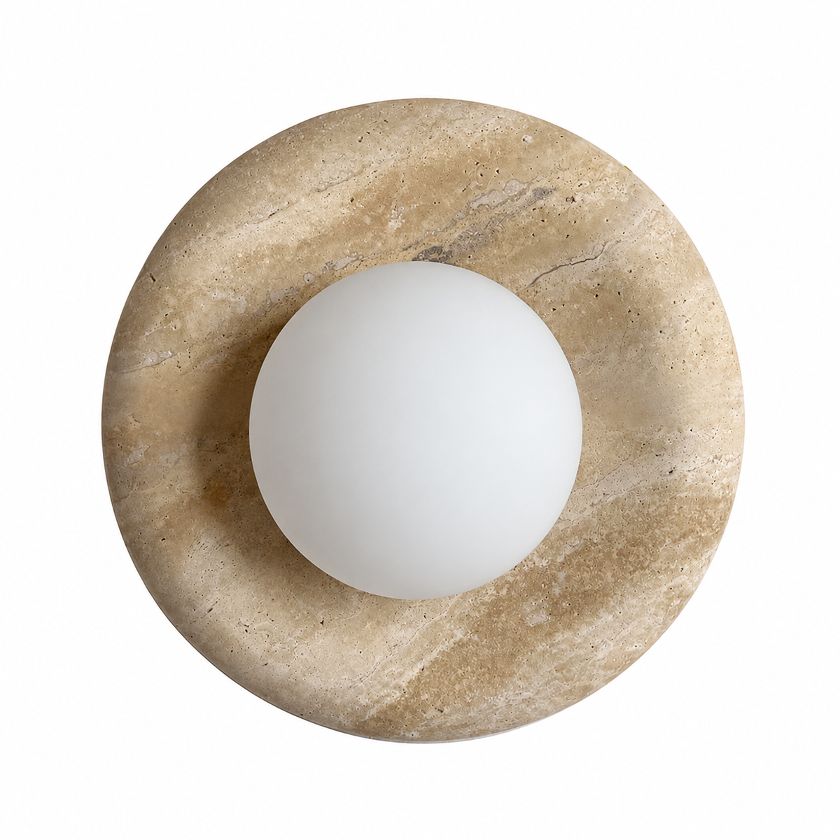 Orbit Travertine Wall Light with Frosted Glass
