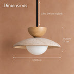 Travertine and Wood Disc Pendant Light, Ø 21 cm – view 19 | BROKLEN