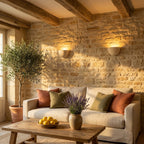 Half-Moon Travertine Wall Light, Indirect Uplight – view 8 | BROKLEN