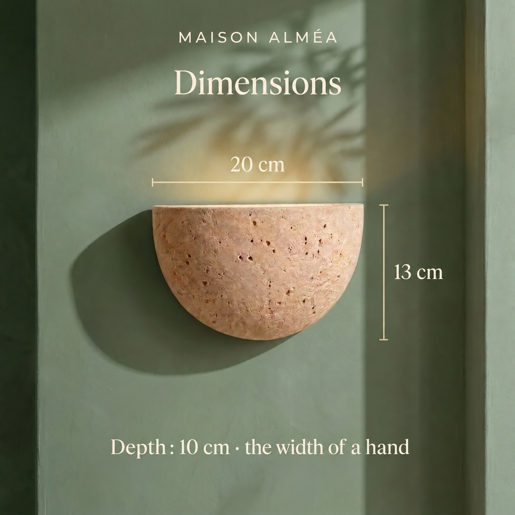 Half-Moon Travertine Wall Light, Indirect Uplight – view 7 | BROKLEN