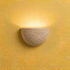 Half-Moon Travertine Wall Light, Indirect Uplight