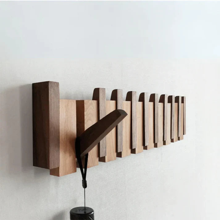 Wooden Coat Rack with Piano Key Design