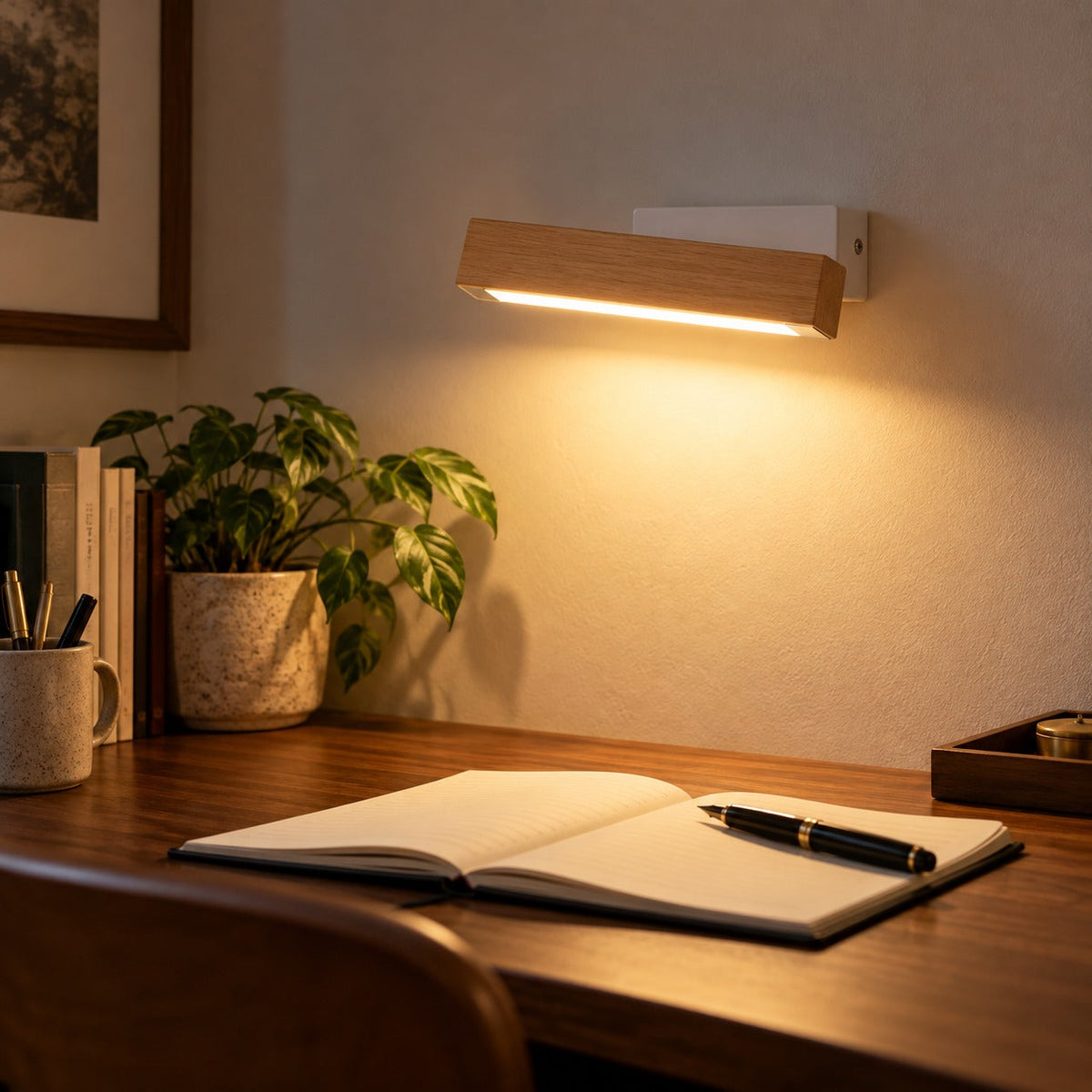 Solid Wood LED Reading Wall Light, Pivoting Head – view 48 | BROKLEN