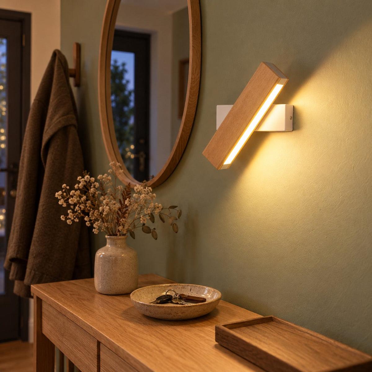 Solid Wood LED Reading Wall Light, Pivoting Head – view 51 | BROKLEN