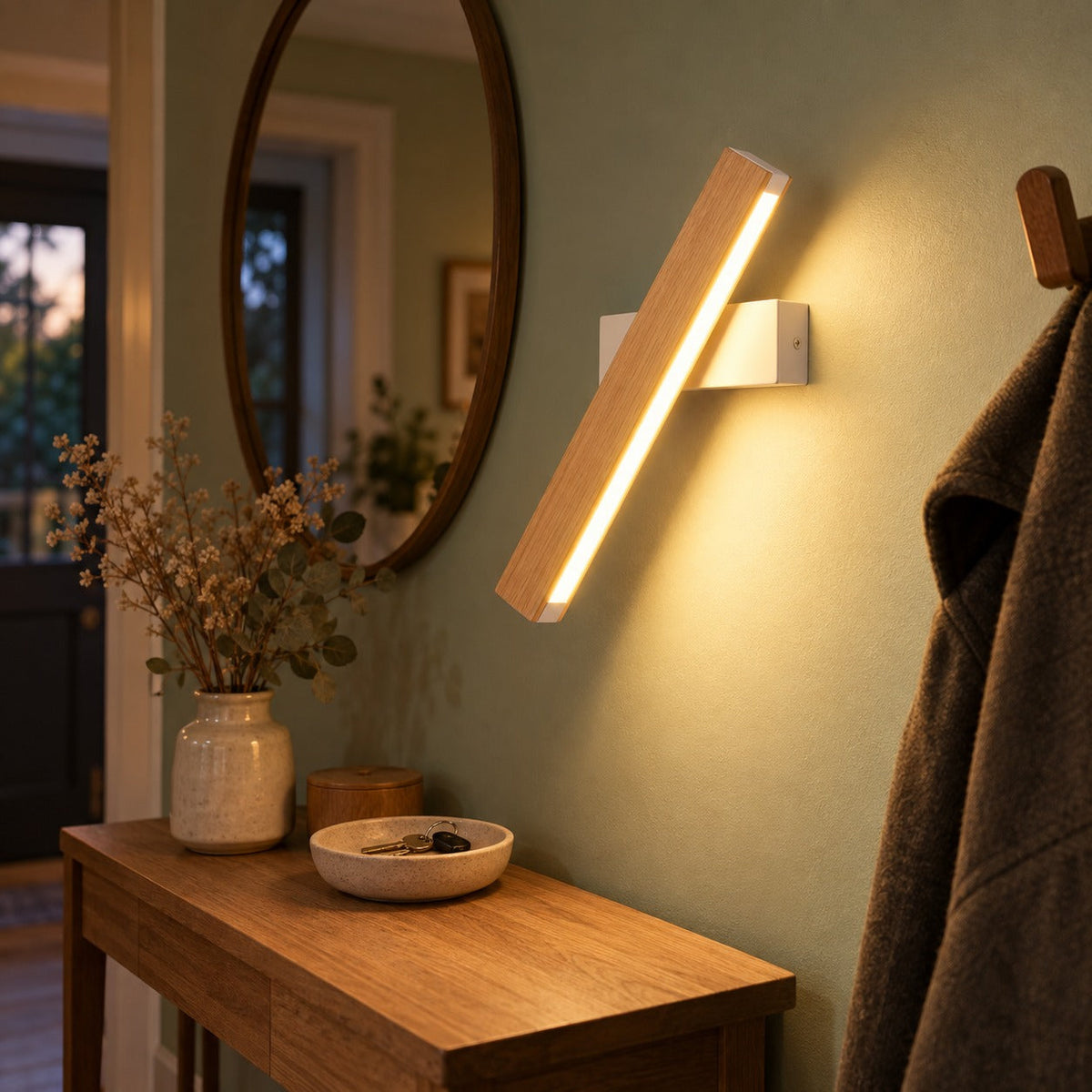 Solid Wood LED Reading Wall Light, Pivoting Head – view 101 | BROKLEN