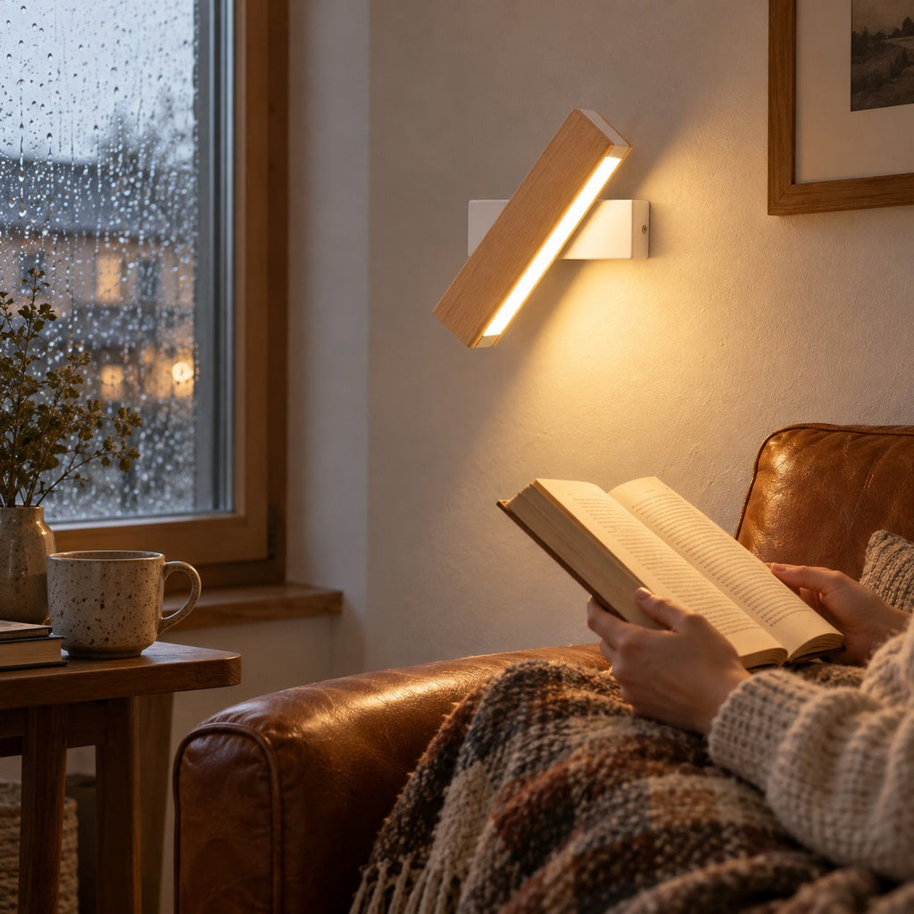 Solid Wood LED Reading Wall Light, Pivoting Head – view 49 | BROKLEN