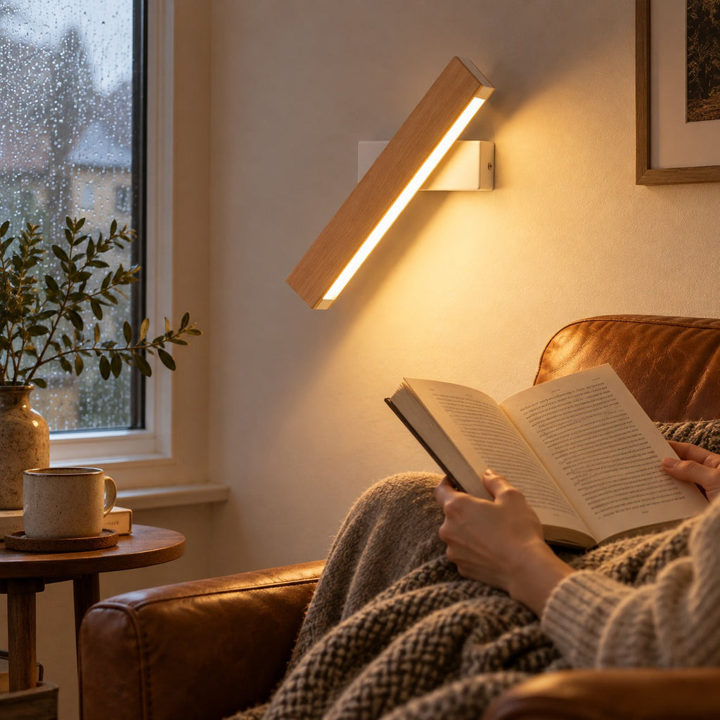 Solid Wood LED Reading Wall Light, Pivoting Head – view 99 | BROKLEN