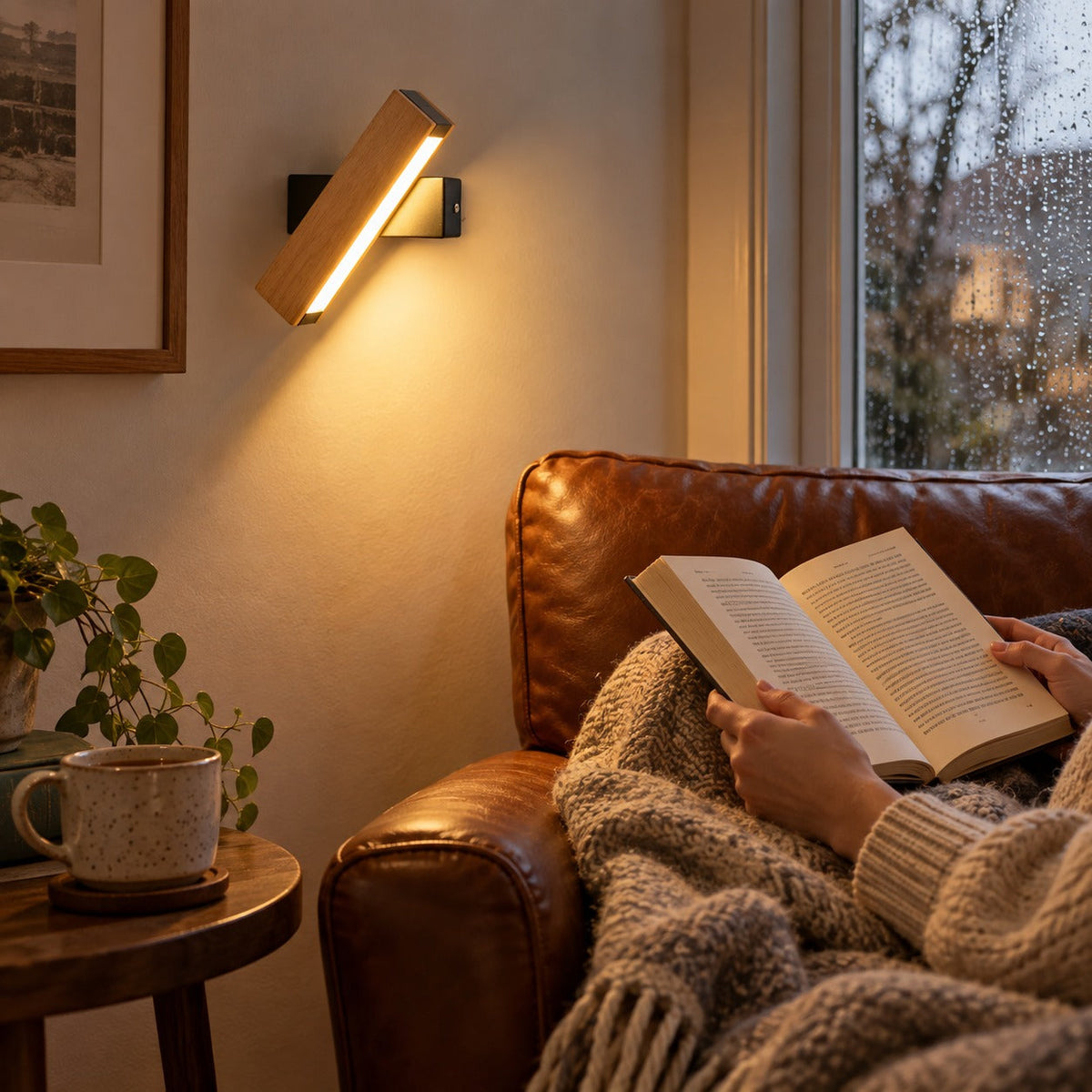 Solid Wood LED Reading Wall Light, Pivoting Head – view 24 | BROKLEN