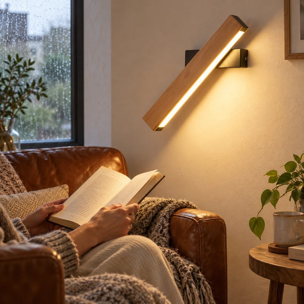 Solid Wood LED Reading Wall Light, Pivoting Head – view 74 | BROKLEN