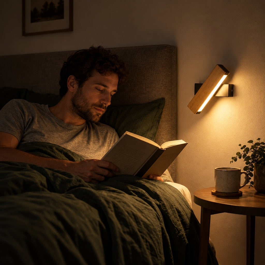 Solid Wood LED Reading Wall Light, Pivoting Head – view 21 | BROKLEN