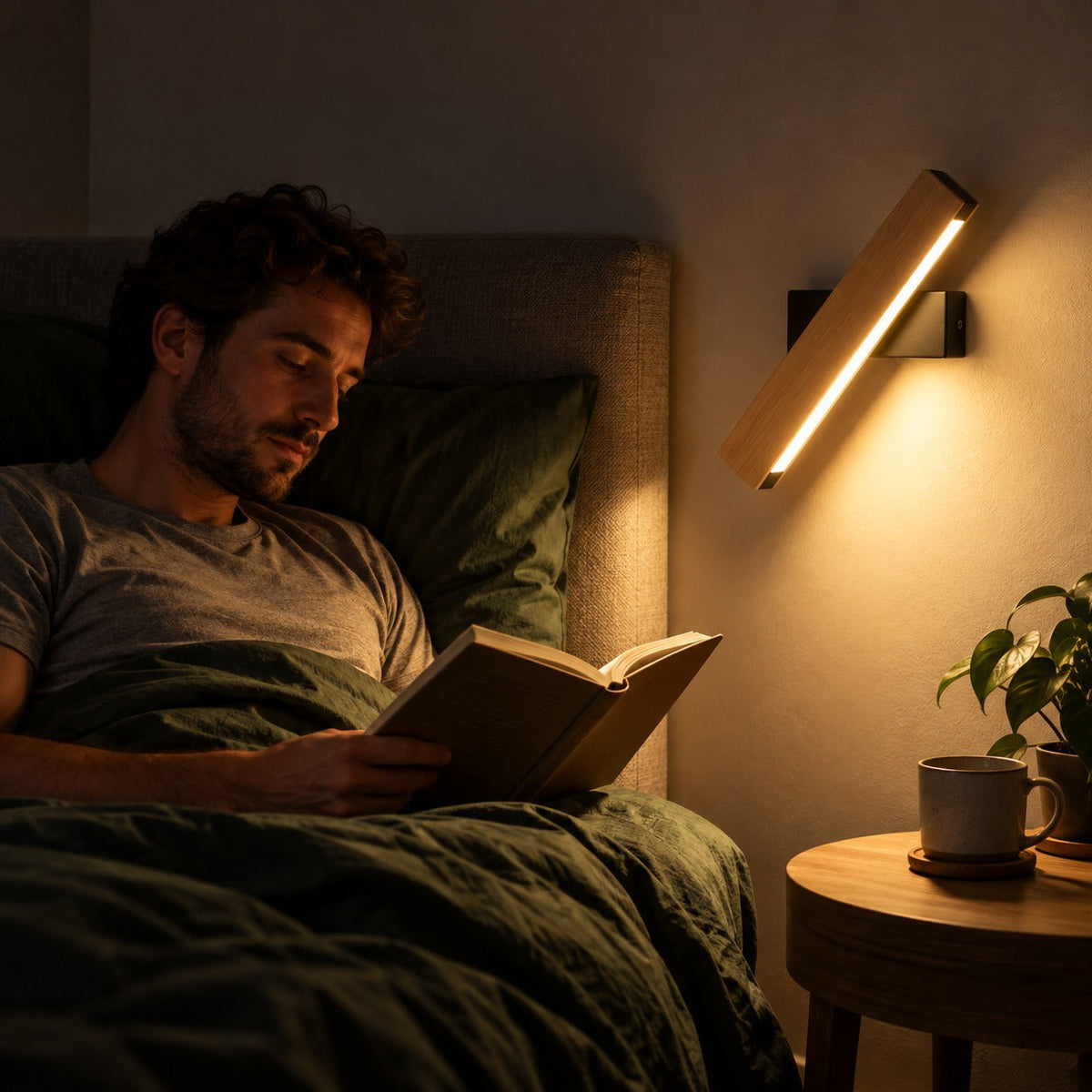 Solid Wood LED Reading Wall Light, Pivoting Head – view 71 | BROKLEN