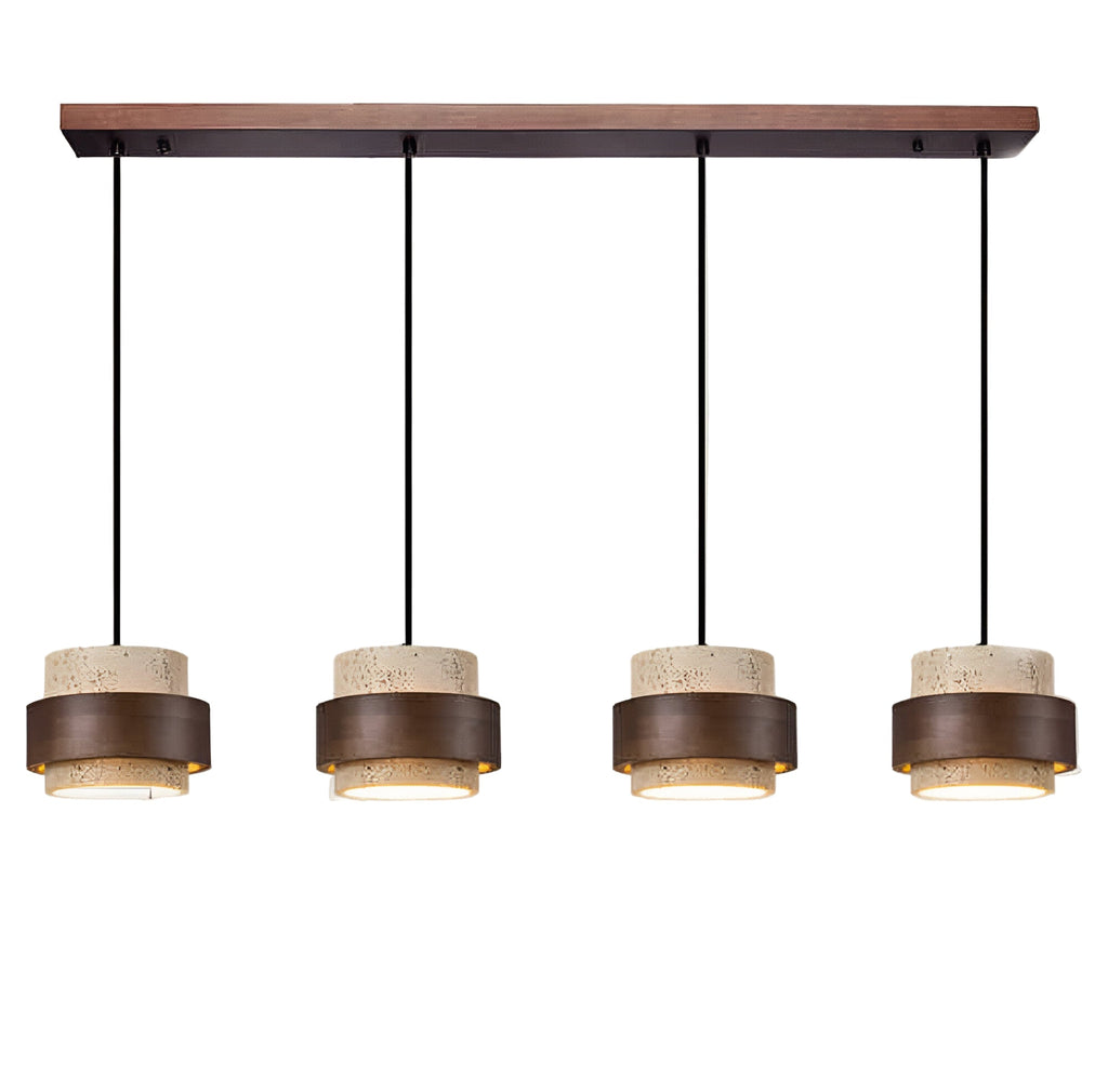 Japandi Travertine & Walnut Pendant Light – view 5 | BROKLEN
