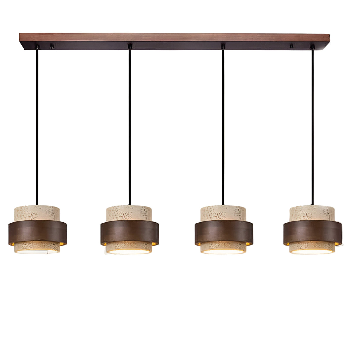 Japandi Travertine & Walnut Pendant Light – view 5 | BROKLEN