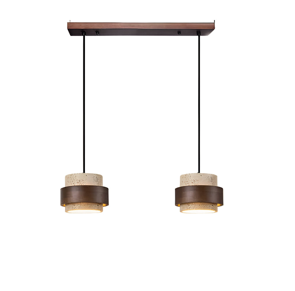 Japandi Travertine & Walnut Pendant Light – view 3 | BROKLEN