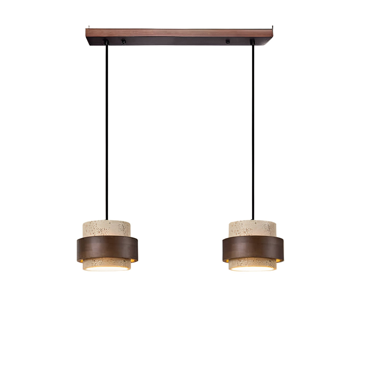 Japandi Travertine & Walnut Pendant Light – view 3 | BROKLEN