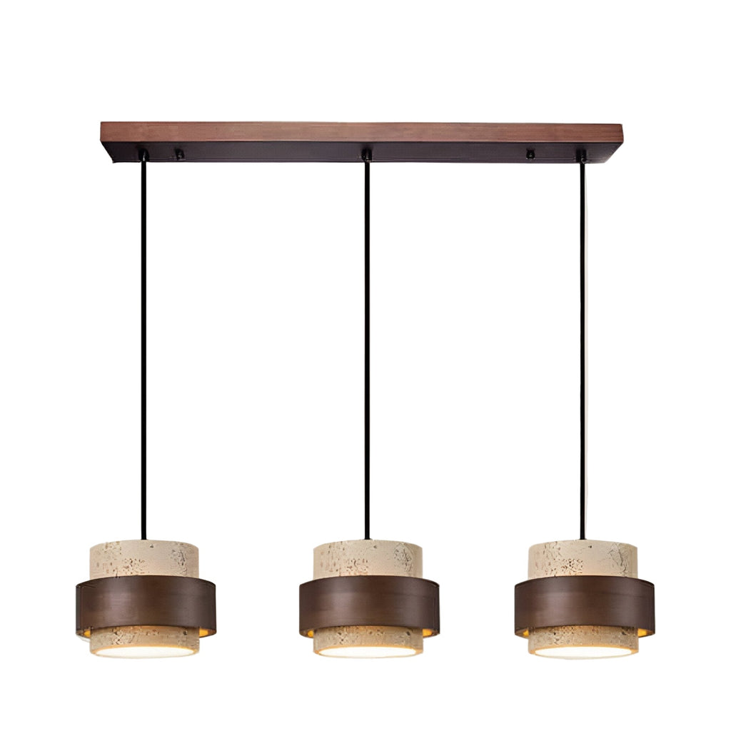 Japandi Travertine & Walnut Pendant Light – view 4 | BROKLEN
