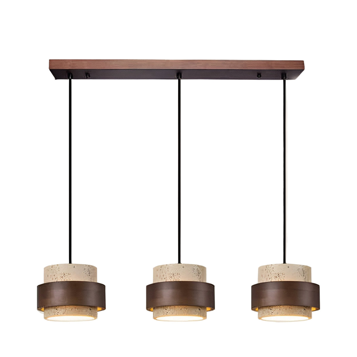 Japandi Travertine & Walnut Pendant Light – view 4 | BROKLEN