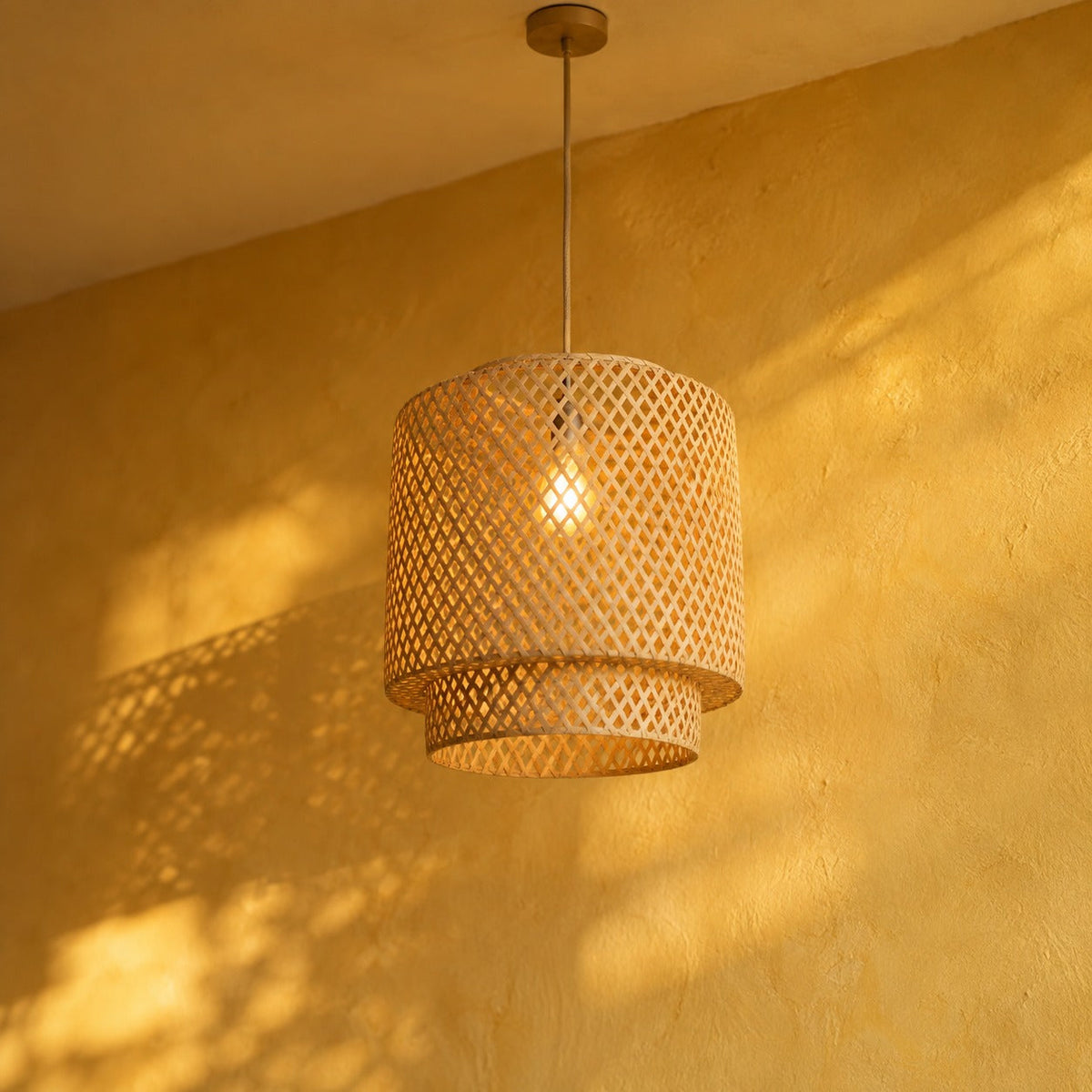Hand-Woven Bamboo Pendant Light, Ø 30 cm