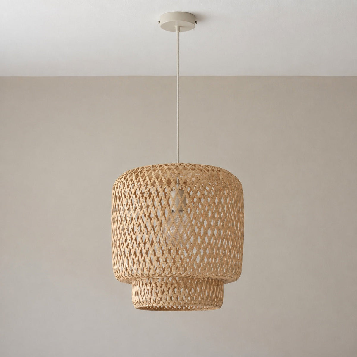 Hand-Woven Bamboo Pendant Light, Ø 30 cm – view 2 | BROKLEN