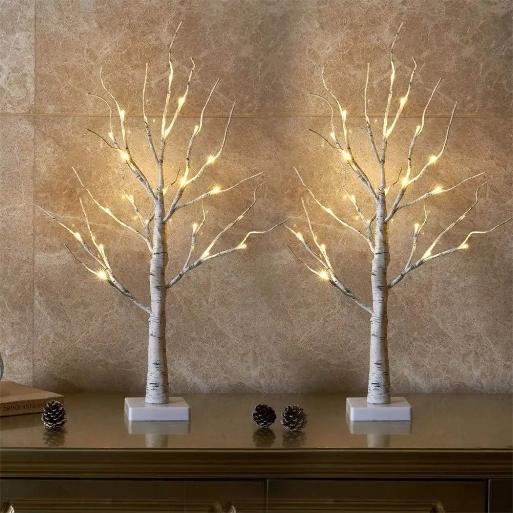 Pre-Lit Birch Christmas Tree Decoration with Warm LED