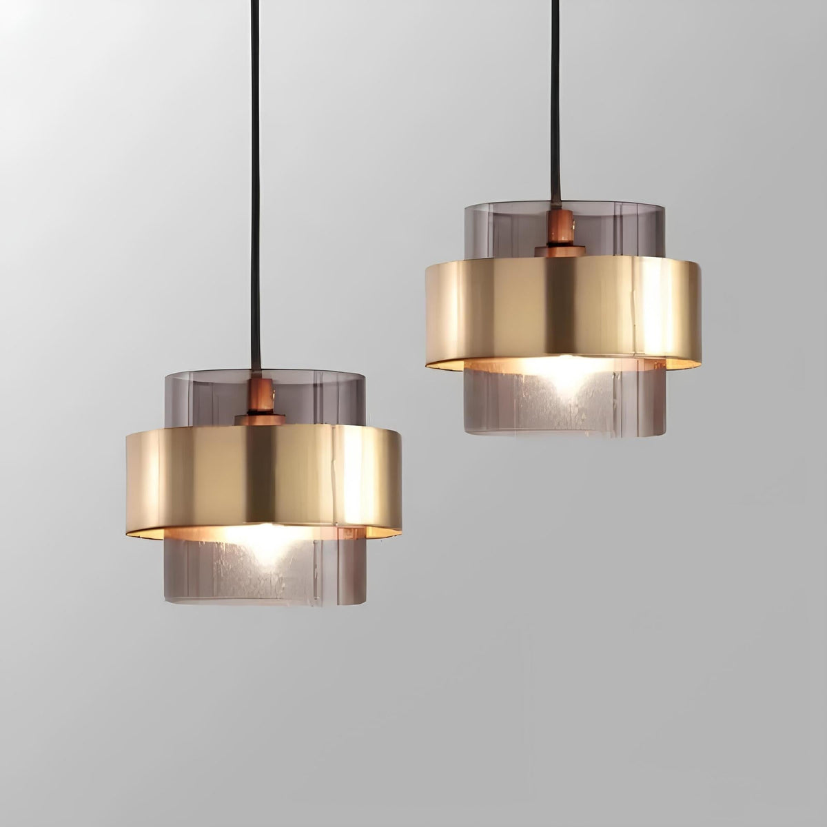 Compact Smoked or Amber Glass Kitchen Pendant Light – view 3 | BROKLEN