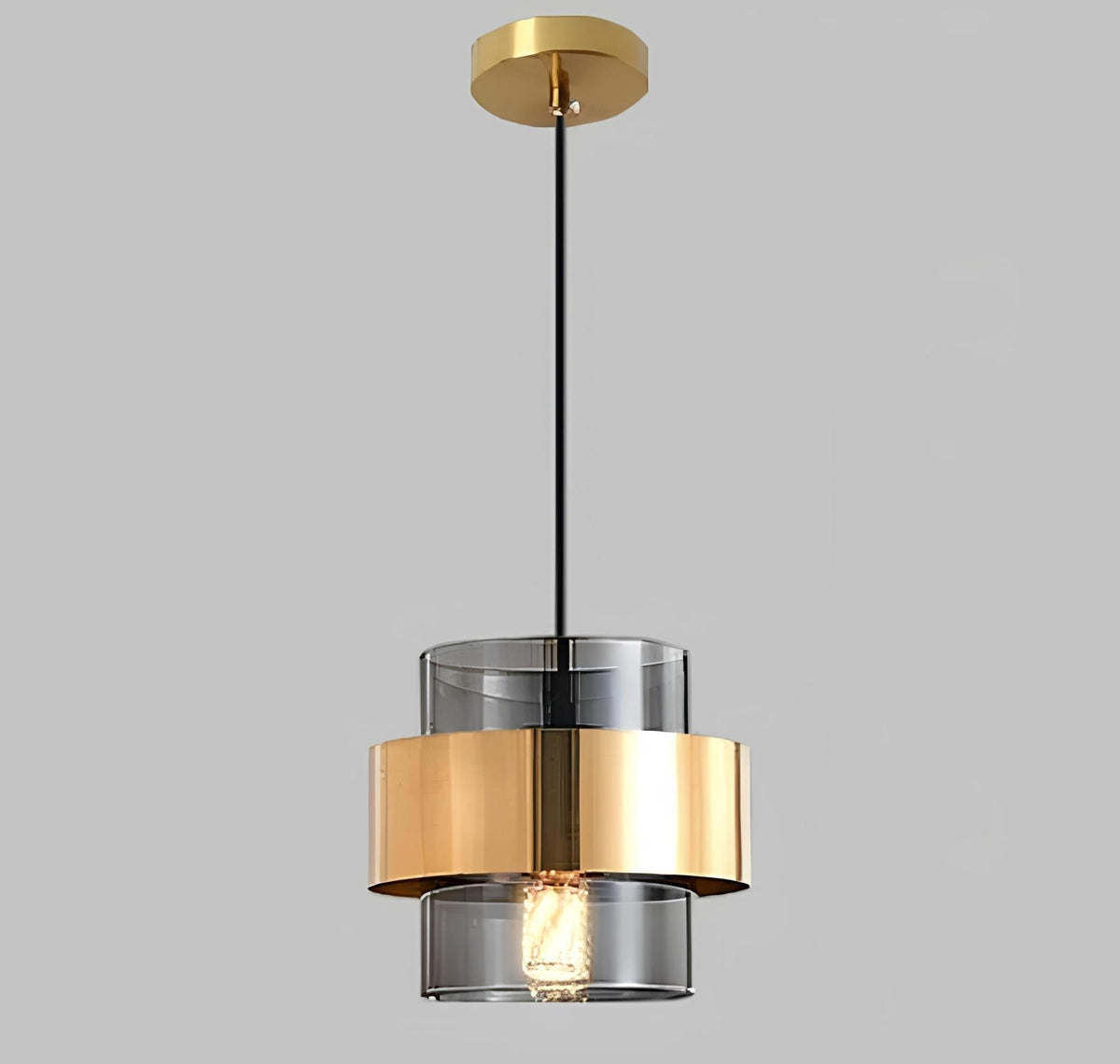 Compact Smoked or Amber Glass Kitchen Pendant Light – view 4 | BROKLEN