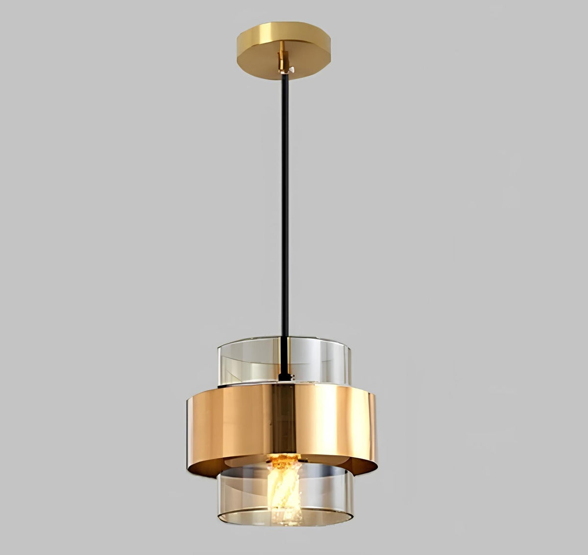 Compact Smoked or Amber Glass Kitchen Pendant Light – view 5 | BROKLEN