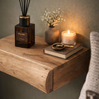 Floating Acacia Wood Bedside Shelf – view 2 | BROKLEN