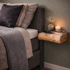 Floating Acacia Wood Bedside Shelf – view 3 | BROKLEN