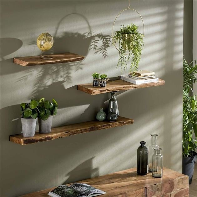 Live-Edge Acacia Wood Wall Shelf – view 3 | BROKLEN