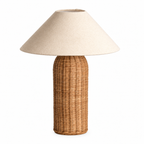 Rattan Table Lamp with Fabric Shade – E14