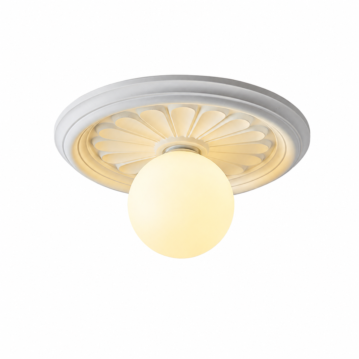 Classic Relief Ceiling Light with Frosted Globe