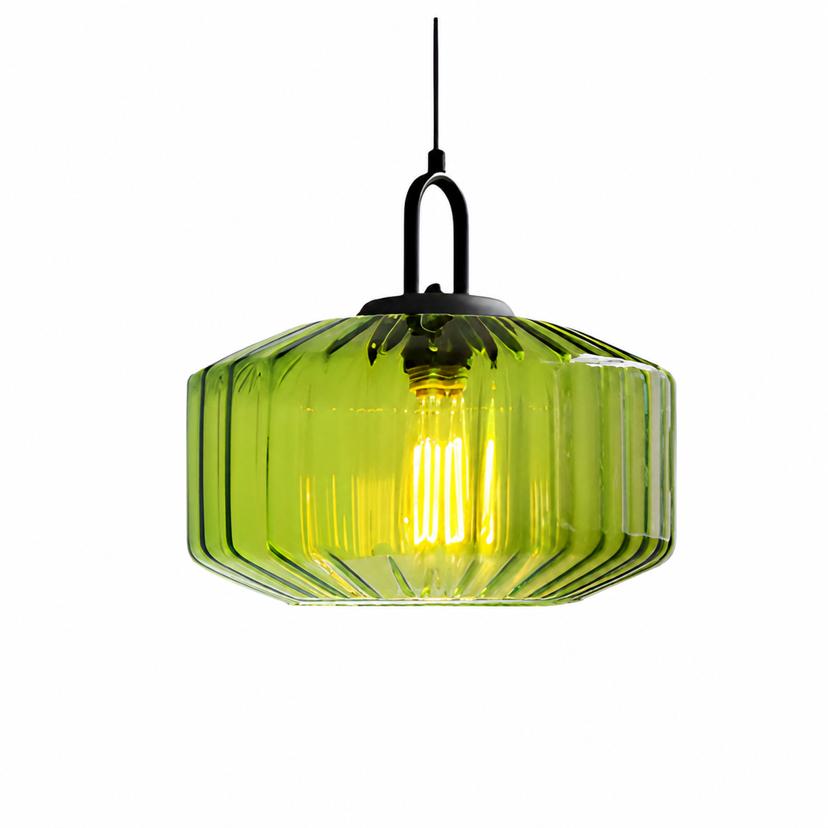 Retro Ribbed Coloured Glass Pendant Light