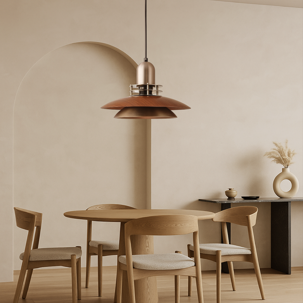 Layered Walnut Wood Pendant Light – view 3 | BROKLEN