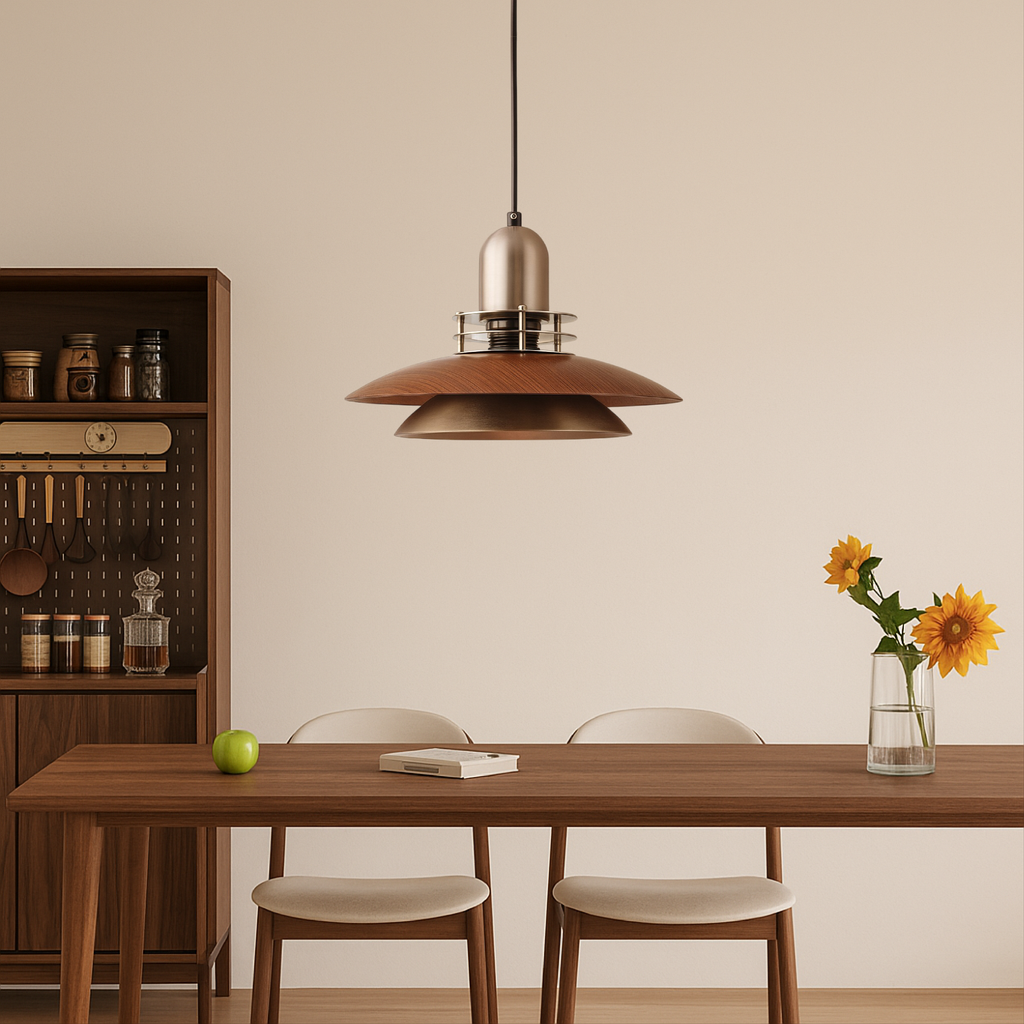 Layered Walnut Wood Pendant Light – view 4 | BROKLEN