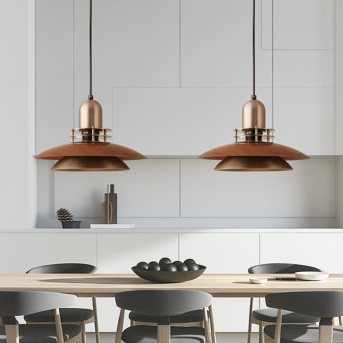 Layered Walnut Wood Pendant Light – view 2 | BROKLEN